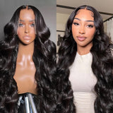 Klaiyi Upgrade 13x4 Full Frontal Lace Wig Body Wave Human Hair More Space to Do Styles