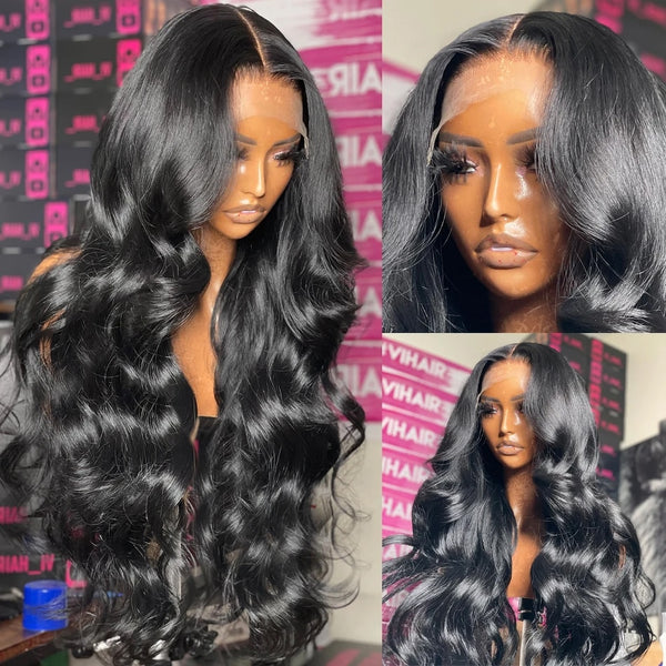 Klaiyi Upgrade 13x4 Full Frontal Lace Wig Body Wave Human Hair More Space to Do Styles