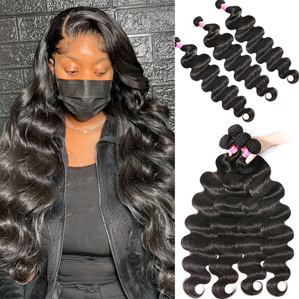 Extra 60% OFF |Klaiyi Brazilian Body Wave Human Virgin Hair Weft 2-4 Bundles/Pack Deals