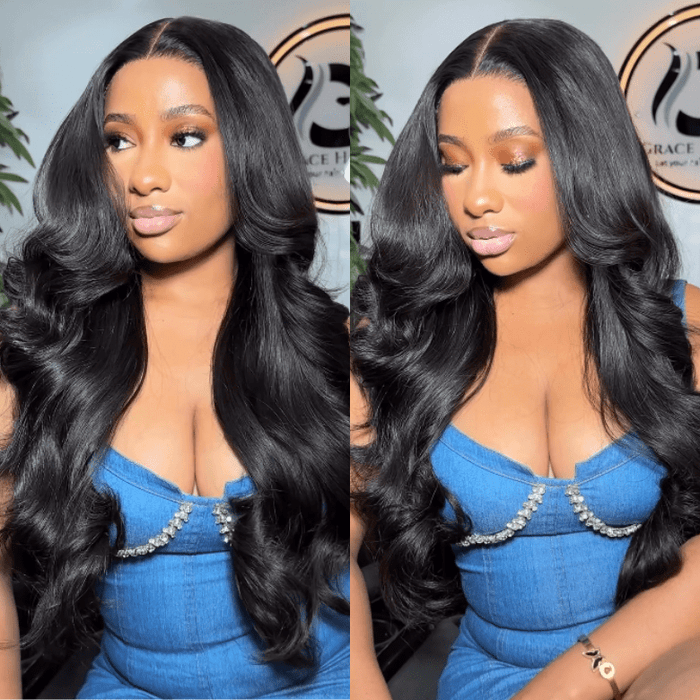 Klaiyi Hair Pre-Cut Lace Wig Wear Go Body Wave Human Hair Wig with Breathable Cap Beginner Wig 138$