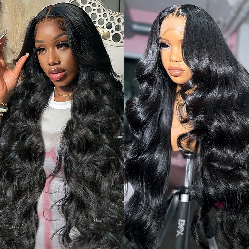 Klaiyi Upgrade 13x4 Full Frontal Lace Wig Body Wave Human Hair More Space to Do Styles