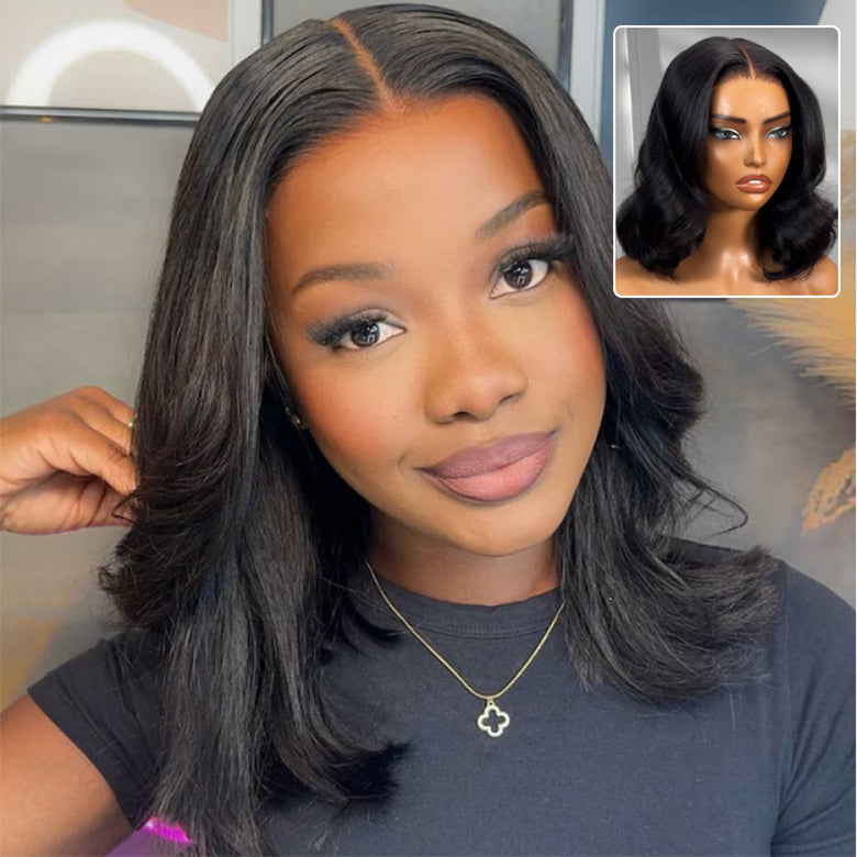 Klaiyi Yaki Straight Put On and Go Glueless Bob Wig 7x5 Pre-Cut Lace Closure Wig Beginner Friendly Flash Sale