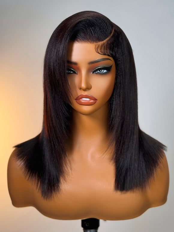 Extra 50% Off,Code: HALF50 | Klaiyi Yaki Straight Put On and Go Glueless Bob Wig 7x5 Pre-Cut Lace Closure Wig Beginner Friendly