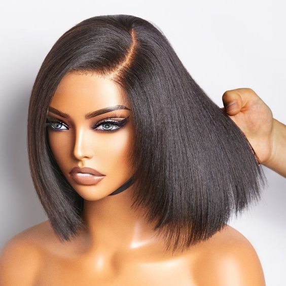 Klaiyi Yaki Straight Bob Wig Upgrade 13x4 Pre Everything Put On and Go Glueless Wig Pre-Cut Lace Wig Flash Sale