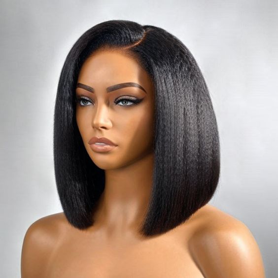 Klaiyi Yaki Straight Bob Wig Upgrade 13x4 Pre Everything Put On and Go Glueless Wig Pre-Cut Lace Wig Flash Sale
