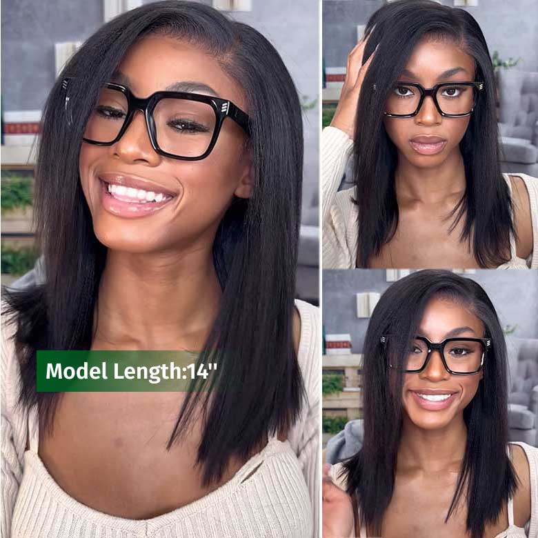 Klaiyi Hair Yaki Straight Put On and Go Glueless Bob Wig 7x5 Pre-Cut Lace Closure Wig Beginner Friendly 94$