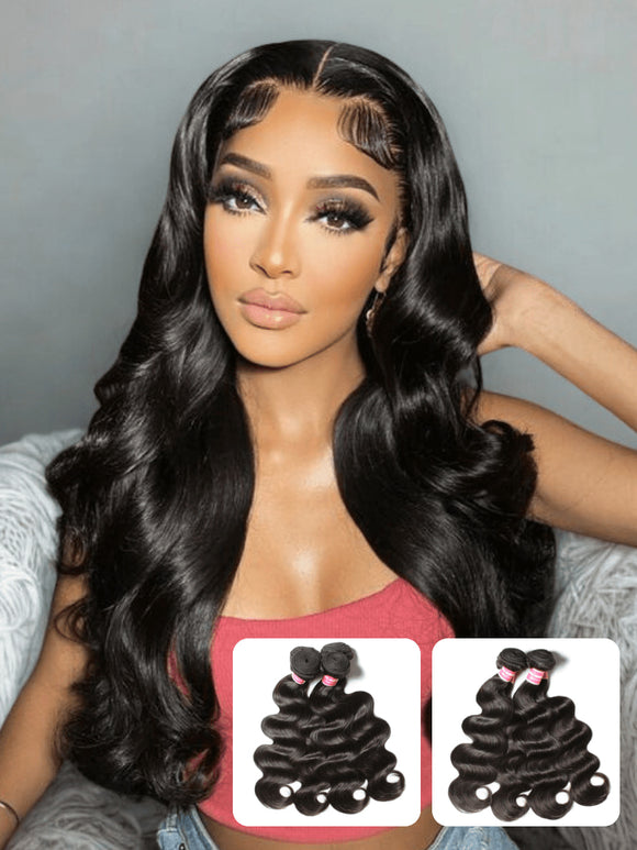 Klaiyi Hair 3 Bundles Body Wave Virgin Hair 100% Unprocessed Human Hair Extension Deals
