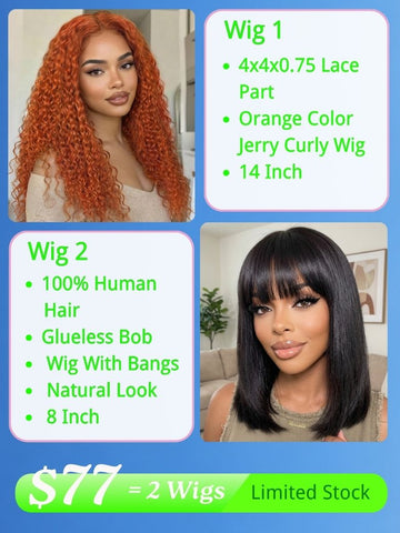 $77 For 2 Wigs | Hump Day 9TH Anniversary & Late Summer Vibes 100% Glueless Human Hair Wigs Limited Stock Flash Sale