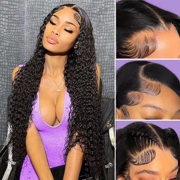 Klaiyi Best 13x4 Transparent Lace Frontal Wigs Jerry Curly Human Hair Wigs Thick Density 7x5 Bye Bye Glue WIgs