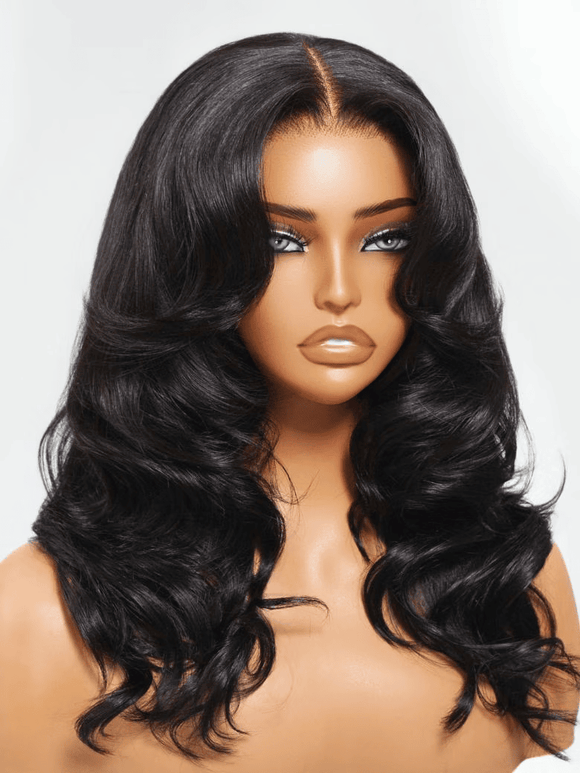 Klaiyi Middle Part Loose Curls Body Wave Wig 7x5 Bye Bye Knots 180% Density Wig