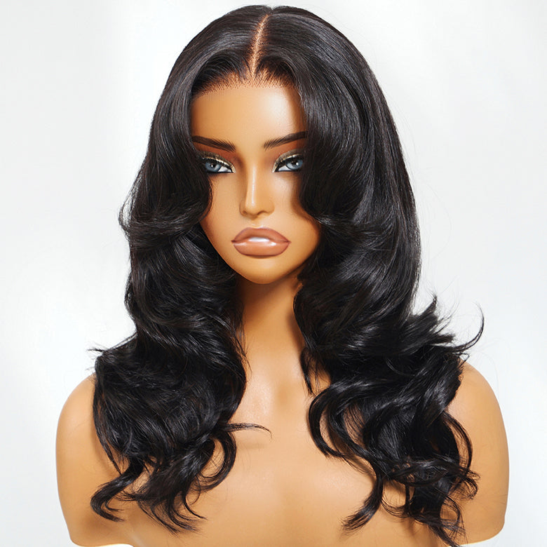 Klaiyi Middle Part Loose Curls Body Wave Wig 7x5 Bye Bye Knots 180% Density Wig