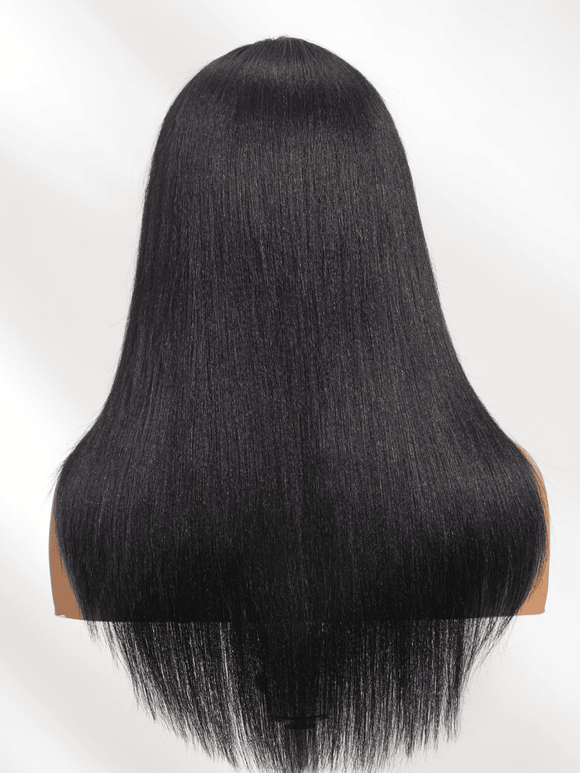Klaiyi Yaki Straight 13x4 Pre Everything Lace Frontal Face-framing Reathered Layers Wig Put On and Go With Invisi Drawstring