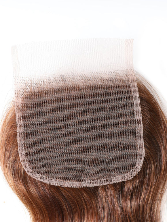 Klaiyi Virgin Human Hair 3 Bundles with Lace Closure Ombre Honey Blonde Highlight Color