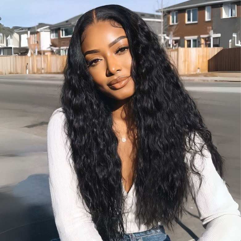 Klaiyi Breezy Wet Wave 13x4 Pre Everything Lace Frontal Effortless Glam Wig Put On and Go With Invisi Drawstring
