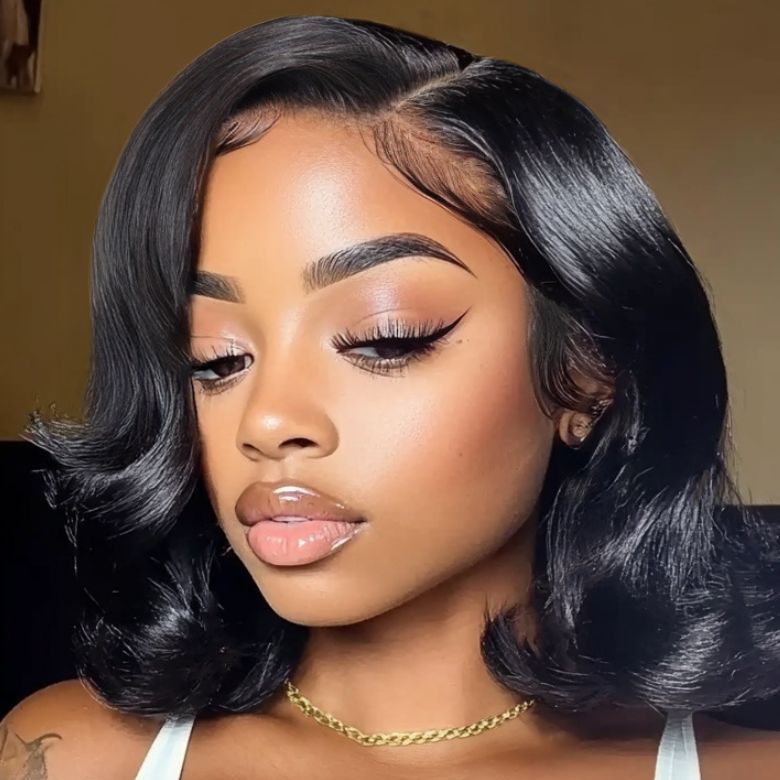 Klaiyi 7x5 Byebye Knots 90s Rachel Haircut Blunt Layered Wig with Side Part Bangs Put On and Go Glueless Human Hair Wig Flash Sale