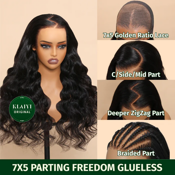 $100 OFF | Code: SAVE100 klaiyi Body Wave 13x4 Transparent  Lace Front Wig 7x5 Bye Bye Knots Wig