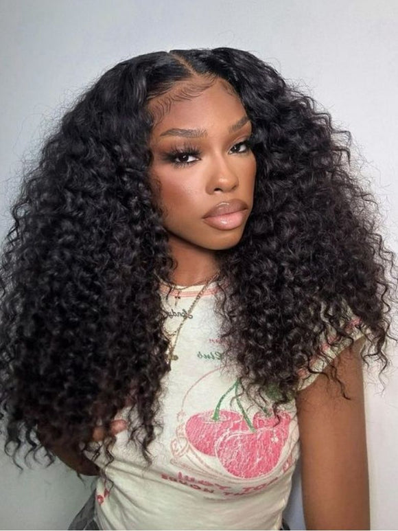 Klaiyi 7x5 Pre-Cut Lace Wig Bleach Knots Wigs Put On and Go Jerry Curl Human Hair Wig Beginner Wig