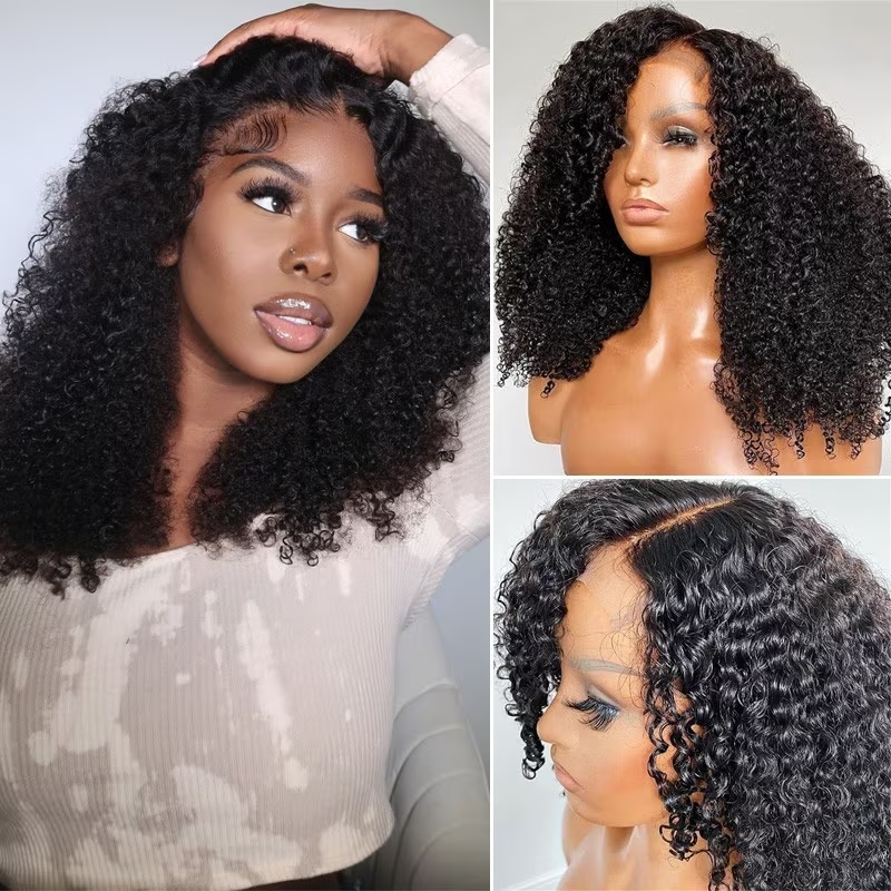 Klaiyi 5x5 HD Lace Closure Wig Afro Kinky Curly Glueless Clear Lace Wigs 180% Density