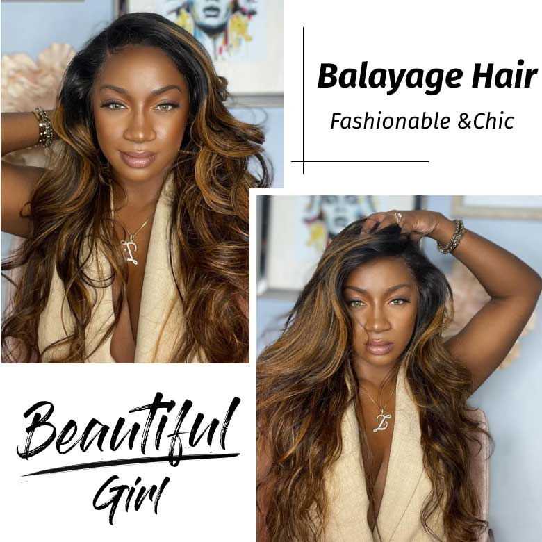Klaiyi Brown Balayage #1b/30 Highlight Color Body Wave Human Virgin Hair Bundles Deal Flash Sale