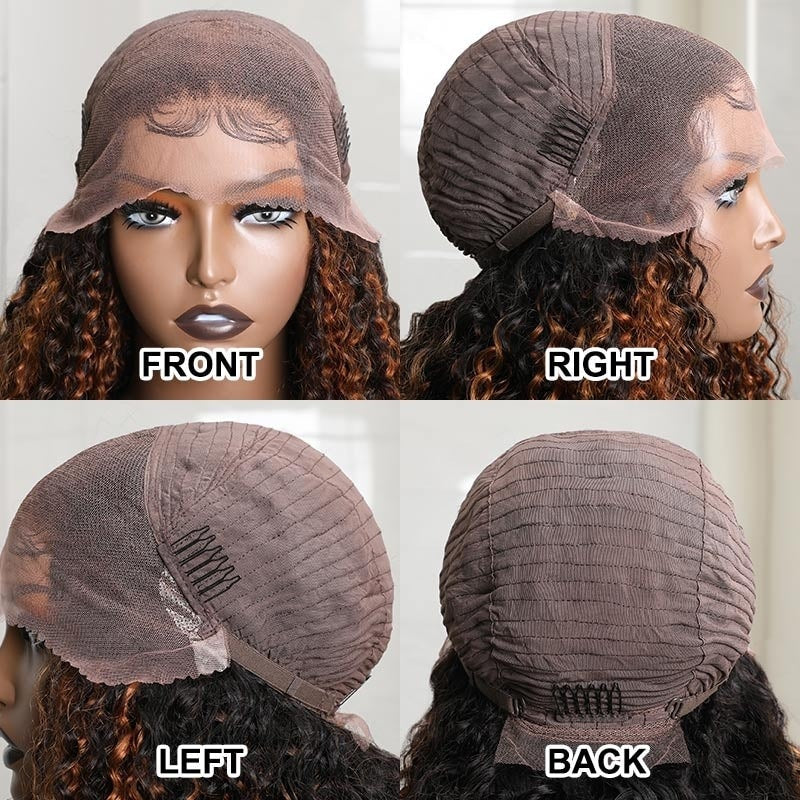 24inch=$34 by Installment|Klaiyi 180% 13x4 Lace Front Dark Brown Balayage Highlights Curly Transparent Lace Front Wigs Flash Sale