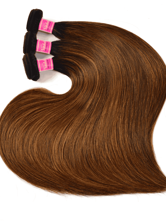 Klaiyi Ombre Dark Roots Balayage Color Silk Straight Human Hair Weaves Bundles Deal