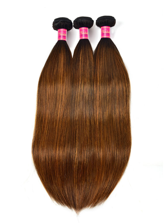 Klaiyi Ombre Dark Roots Balayage Color Silk Straight Human Hair Weaves Bundles Deal