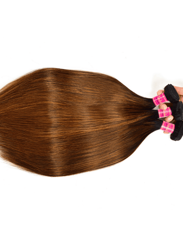 Klaiyi Ombre Dark Roots Balayage Color Silk Straight Human Hair Weaves Bundles Deal