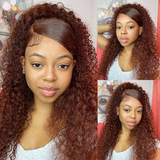 Klaiyi Auburn Hair Color Water Wave Wear Go Pre-cut Lace Closure Reddish Brown Color Wigs Flash Sale