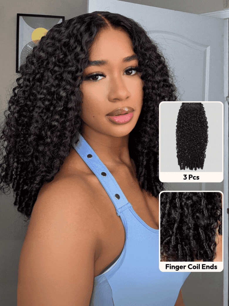 KLAIYI Burmese Curly Human Hair Bundle With Twist Out Ends 1/3/4 Bundles