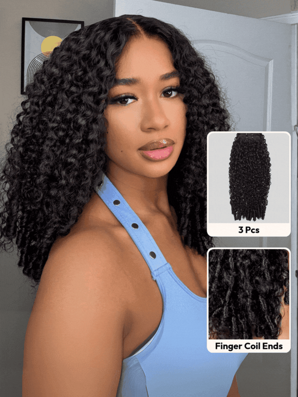 Klaiyi, mèches de cheveux humains bouclés birmans avec pointes twist out, 1/3/4 mèches - Vente flash