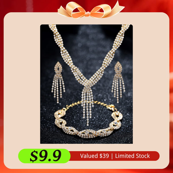 Klaiyi Black Friday Especial Offer Affordable Gift Necklace Earrings Bracelet Set Flash Sale