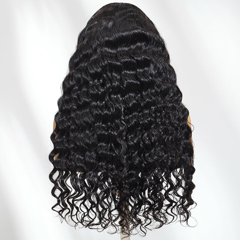 Klaiyi Mixing Curls Hair Natural Wavy & Loose Water Wave Mixed 7x5 Bye Bye Knots Put on and go Glueless Wig