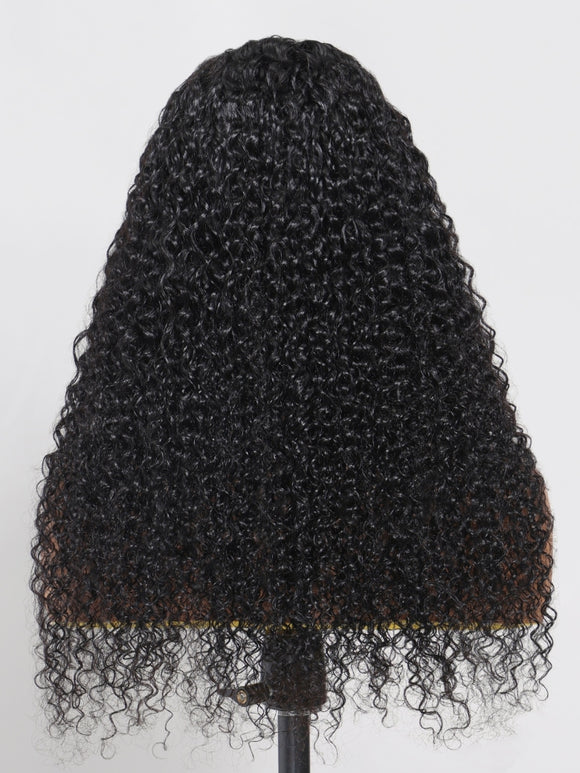 Klaiyi 7x5 Pre-Cut Lace Wig Bleach Knots Wigs Put On and Go Jerry Curl Human Hair Wig Beginner Wig