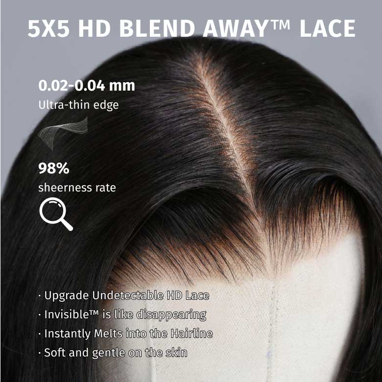 Klaiyi 5x5 HD Blend Away™ HD Lace Wig 180% Density Water Wave Glueless Wigs Melted All Skin Flash Sale