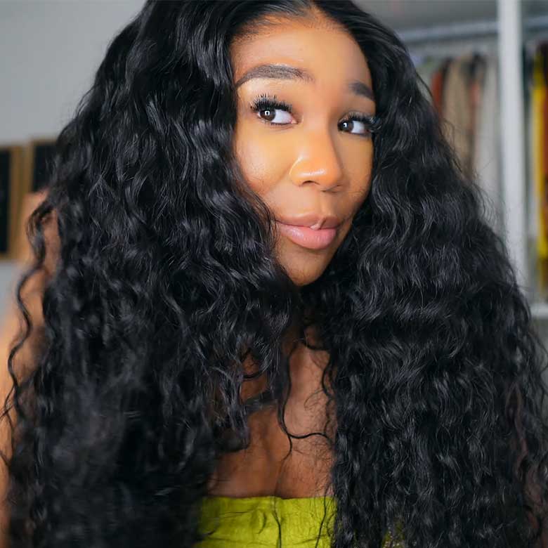 Klaiyi 5x5 HD Blend Away™ HD Lace Wig 180% Density Water Wave Glueless Wigs Melted All Skin Flash Sale