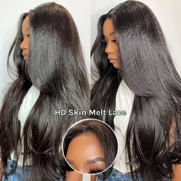 Klaiyi Yaki Straight Skin Melt 5x5 HD Blend Away™ Lace Wigs 180% Glueless Human Hair Wigs