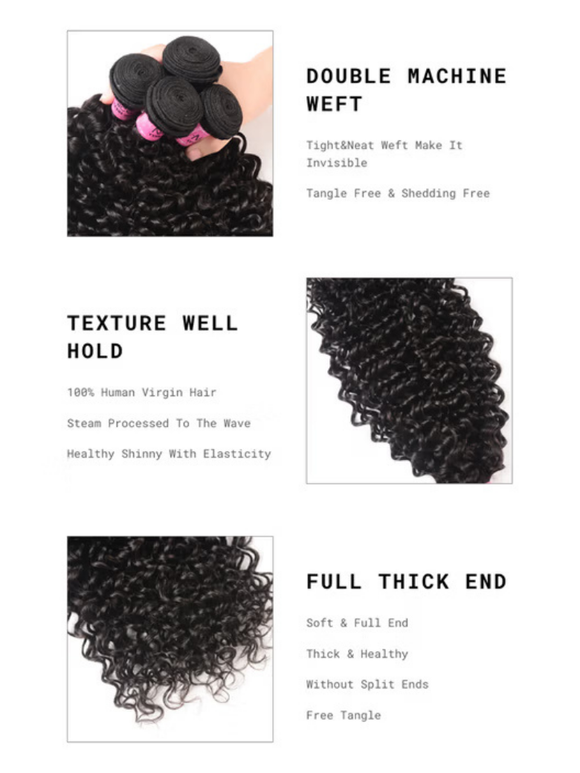 Klaiyi Hair 3 Bundles 100% Virgin Human Hair Curly Wave Hair Weft Deals Jerry Curly Flash Sale
