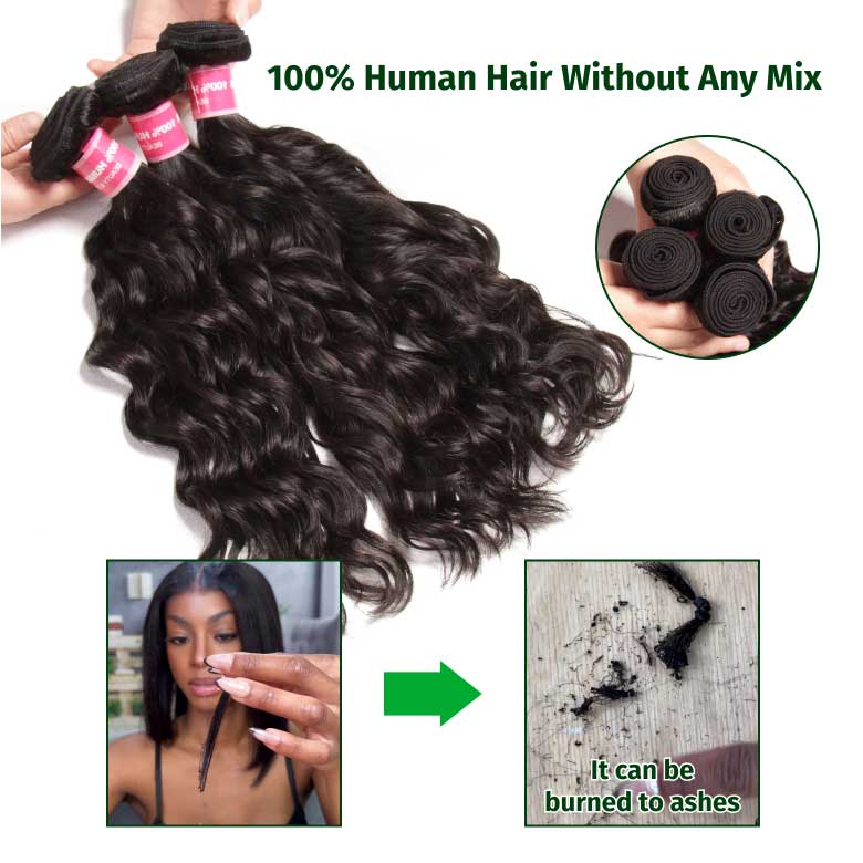 Klaiyi Hair Malaysian Natural Wave Virgin Human Hair Bundles 4 Pieces/pack Natural Color