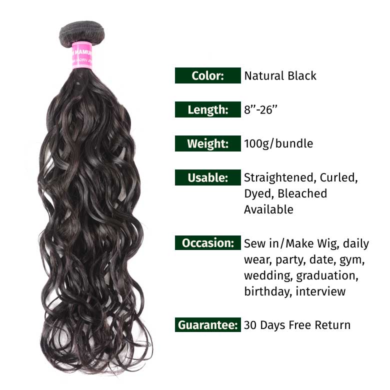 Klaiyi Hair Malaysian Natural Wave Virgin Human Hair Bundles 4 Pieces/pack Natural Color