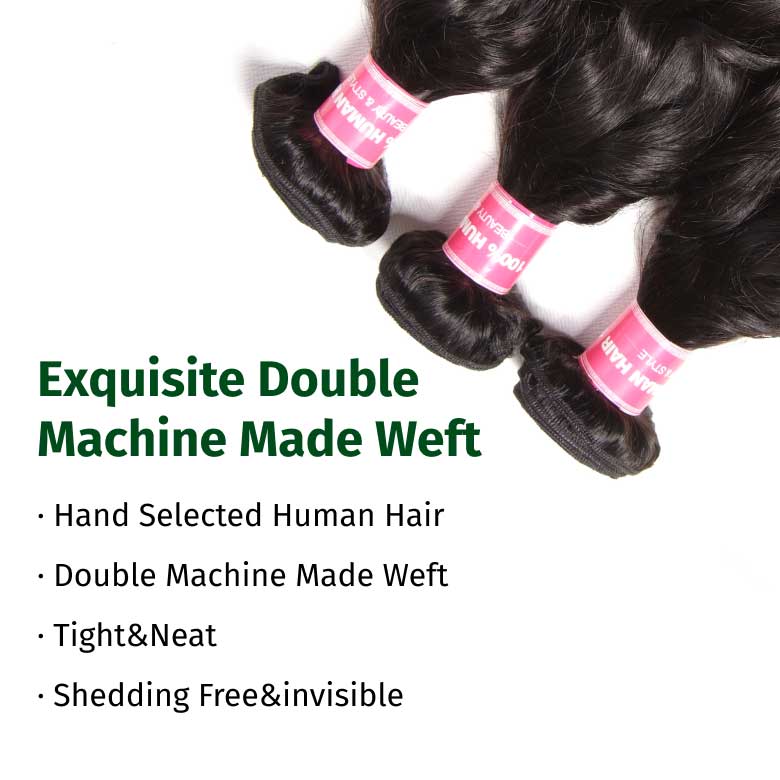 Klaiyi Hair Malaysian Natural Wave Virgin Human Hair Bundles 4 Pieces/pack Natural Color