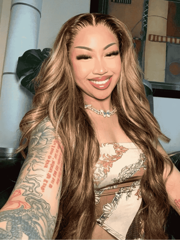 Klaiyi Virgin Human Hair 3 Bundles with Lace Closure Ombre Honey Blonde Highlight Color