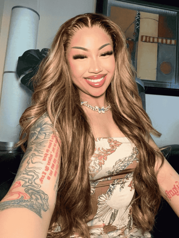 Klaiyi Virgin Human Hair 3 Bundles with Lace Closure Ombre Honey Blonde Highlight Color