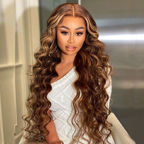 Klaiyi Wear Go Pre Cut Lace Wig 6x4.75 Lace Closure Honey Blonde Highlight  Body Wave Or Jerry Curl Or Straight Flash Sale