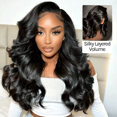 Klaiyi 13x4 Pre Everything 180% Density Lace Frontal Feathered Hairstyles Wig With Layered Haircuts