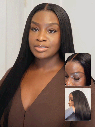 Klaiyi Yaki Straight Put On and Go Glueless Lace Wigs 7x5 Bye Bye Knots Human Hair Lace Wig