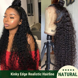 Klaiyi 13x4 Lace Front Wig 180% Density Jerry Curly  Wig With Baby Hair Kinky Edge Wig Flash Sale