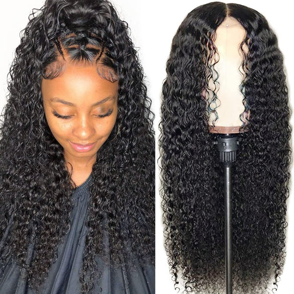 Buy 1 Get 1 Free,Code:BOGO | Klaiyi Jerry Curly Transparent Lace Front Wig Virgin Human Hair for Women