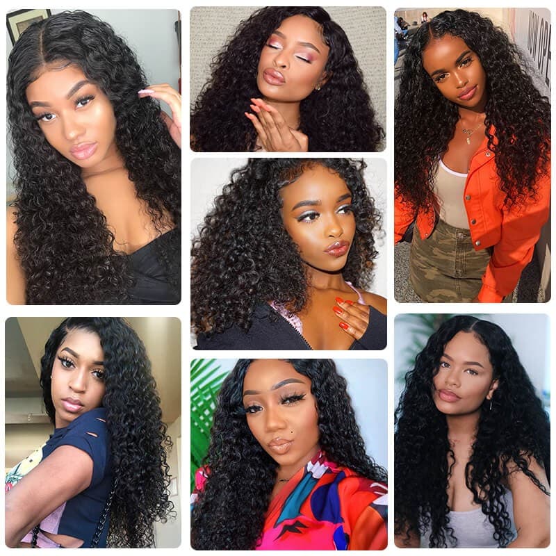 Klaiyi 3 Bundles Indian Jerry Curly Human Hair Bundles With 4*4 Lace Closure