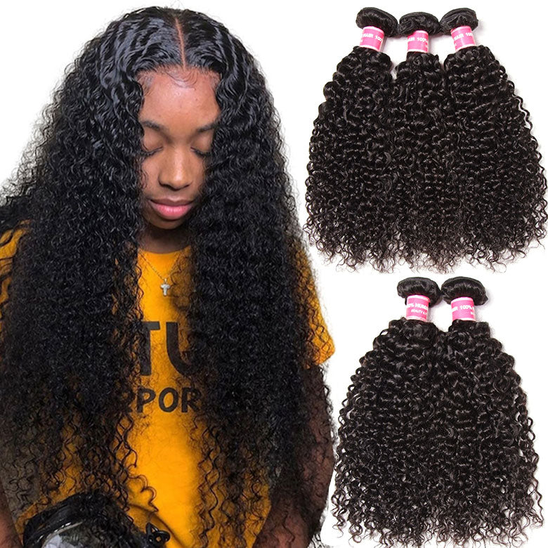 Klaiyi Hair 3 Bundles 100% Virgin Human Hair Curly Wave Hair Weft Deals Jerry Curly Flash Sale