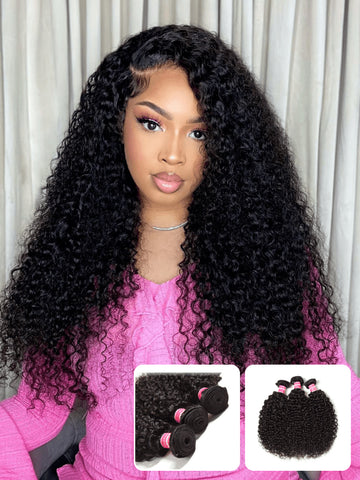 Klaiyi 4pcs/pack Brazilian Jerry Curly Virgin Hair Weaves